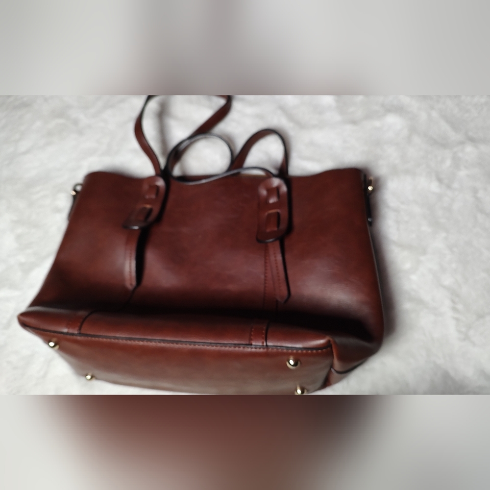 Rustic Brown Faux Leather Tote